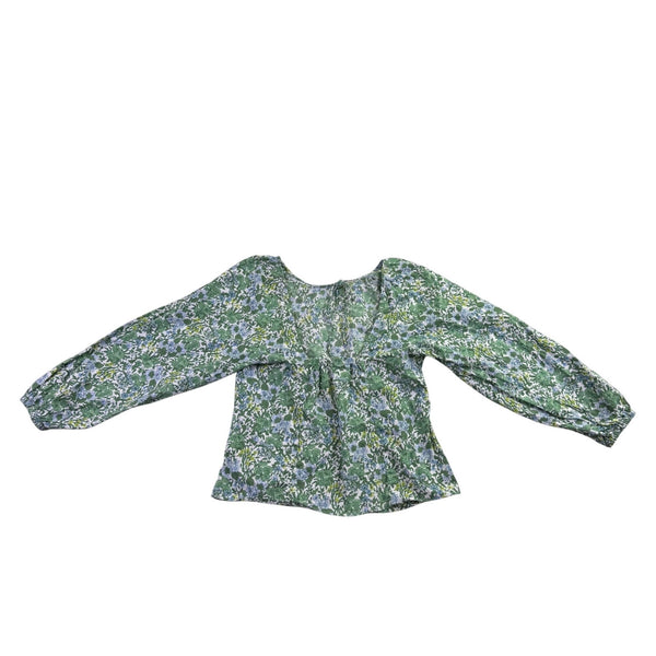 J.Crew Womens Green Floral Long Sleeve Blouse Lightweight Top