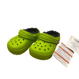 Crocs Kids Green Fleece-Lined Clogs Dual Comfort Casual Slip-On Size C7