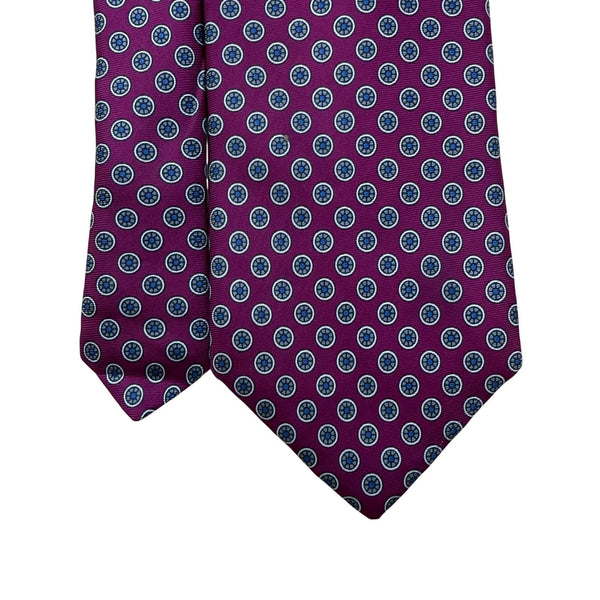 Austin Reed Mens Purple Italian Silk Necktie Geometric Pattern Made In USA 