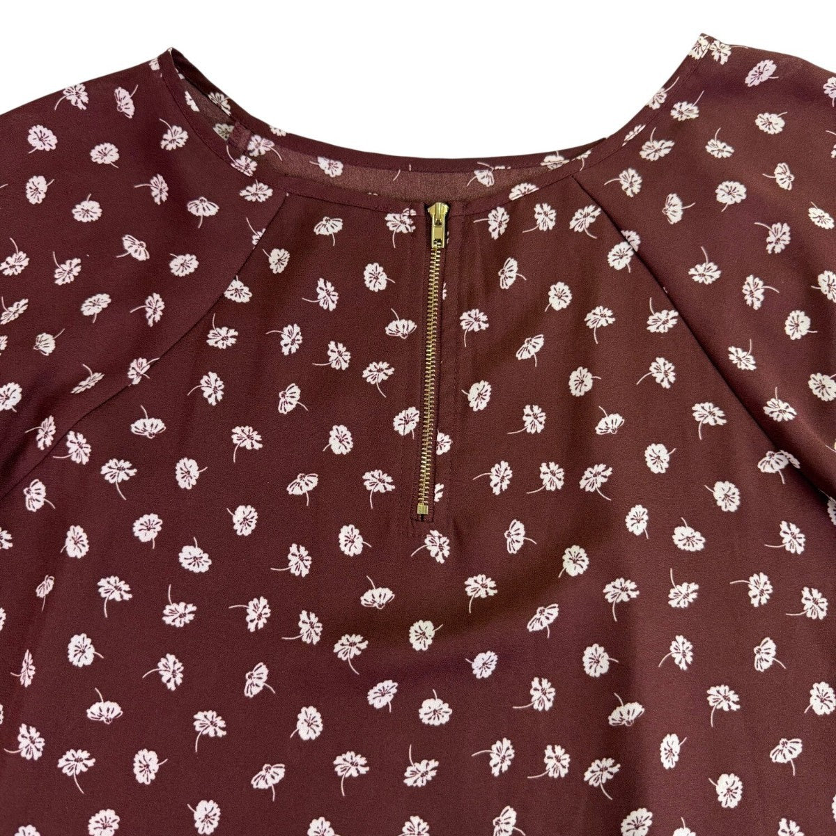 Papermoon Womens Brown Polyester Floral Print Blouse With Tie Sleeves Size XXL