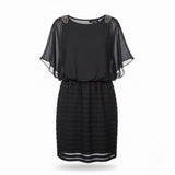 Xscape Womens Black Short Dress Beaded Shoulders Size 14W
