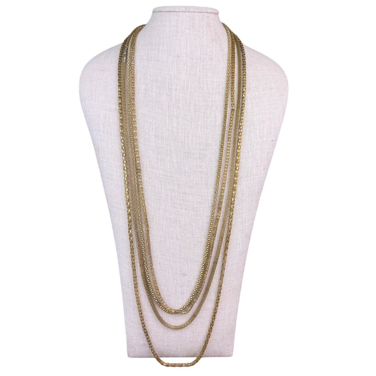 Womens Gold Tone Metal Chain Mesh Necklace Adjustable Length Statement Jewelry