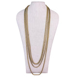 Womens Gold Tone Metal Chain Mesh Necklace Adjustable Length Statement Jewelry