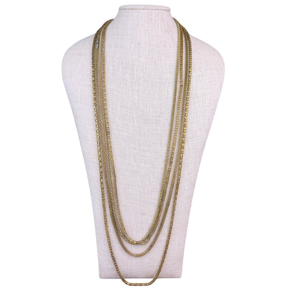 Womens Gold Tone Metal Chain Mesh Necklace Adjustable Length Statement Jewelry