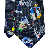 Looney Tunes Mens Black Novelty Tie Circuit Board Character Print