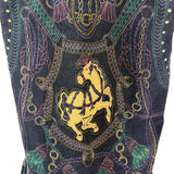 Rose Fashion Womens Black Embroidered Sleeveless Vest Chain Horse Design Sz M