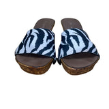 Onesole Women’s Black & White Interchangeable Top Cork Wedge Sandals Size 7