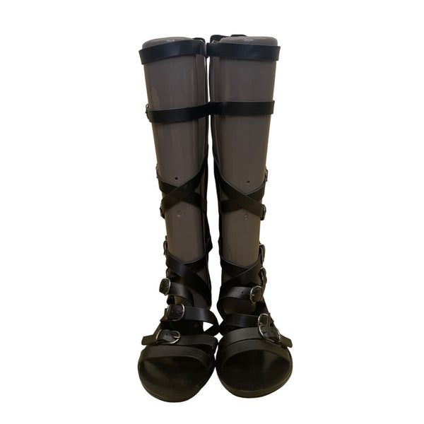 BCBGeneration Women’s Black Leather Gladiator Knee-High Strappy Sandals Size 6.5