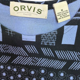 Orvis Womens Navy Tribal Print Midi Dress Relaxed Fit Comfortable Size M