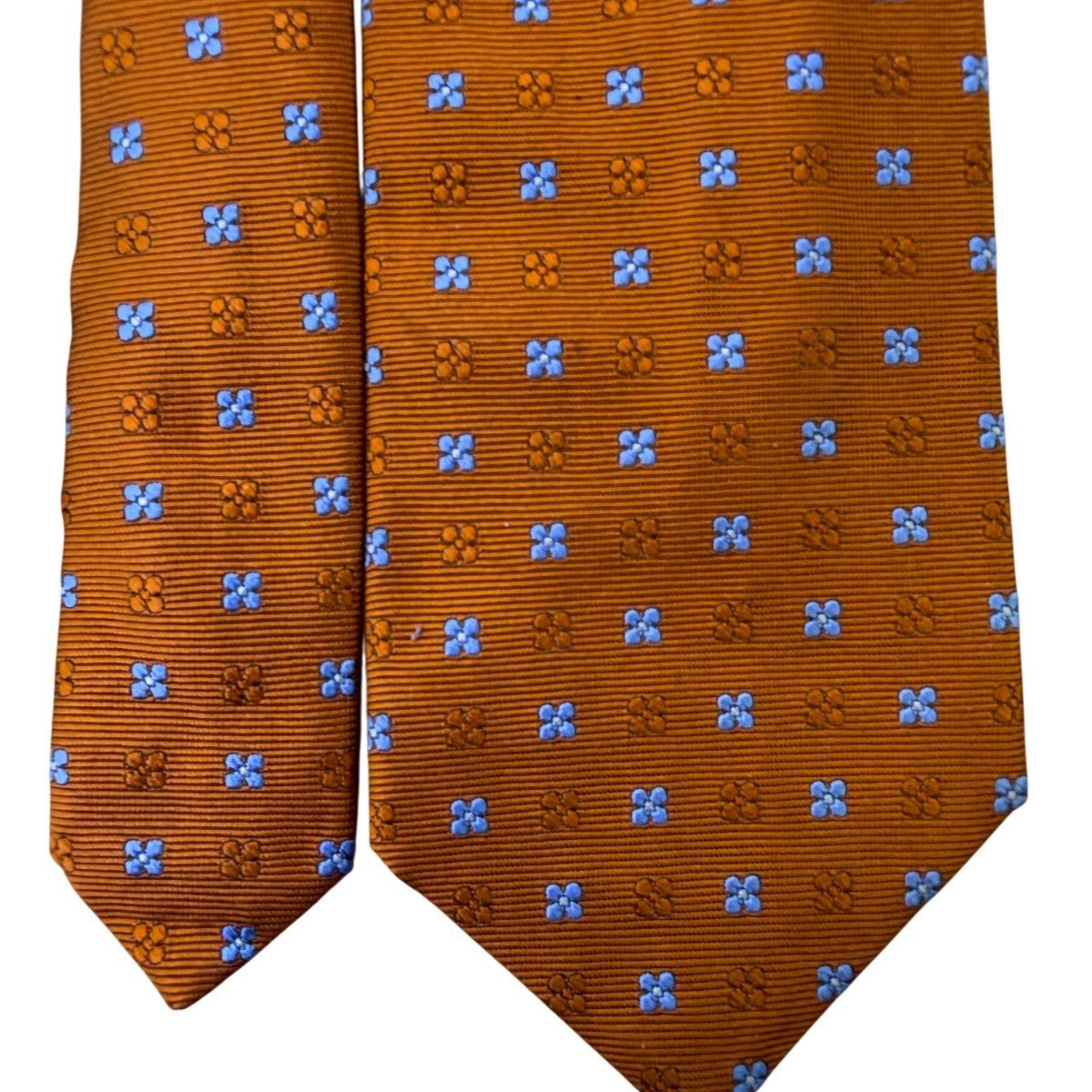 Faconnable  Mens Orange & Blue Floral Silk Necktie Elegant Design