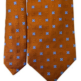 Faconnable  Mens Orange & Blue Floral Silk Necktie Elegant Design