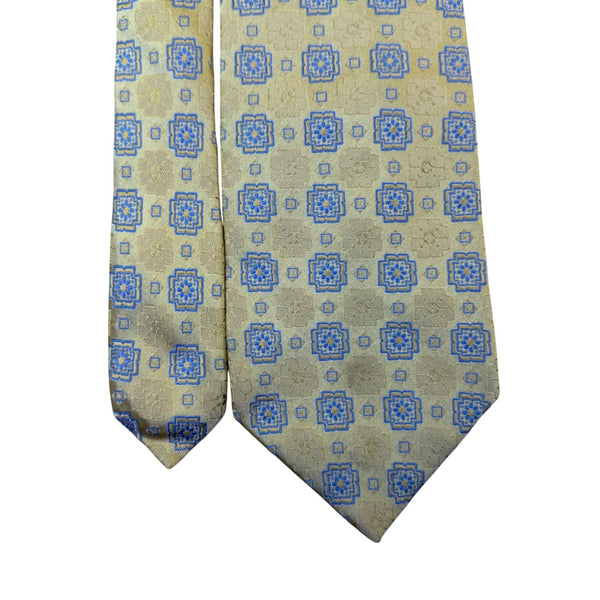Jos. A. Bank Mens Yellow & Blue Silk Tie Signature Collection Geometric Pattern