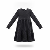 Btween Girls Black Glitter Long-Sleeve Tiered Dress Metallic Size 10