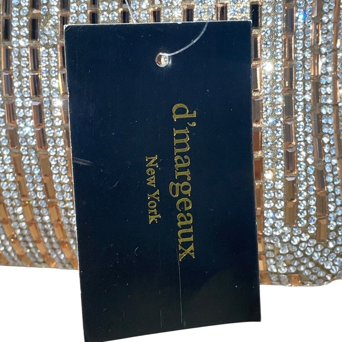 DMargeaux Women’s Champagne Rhinestone With Chain Strap Evening Chic Box Clutch