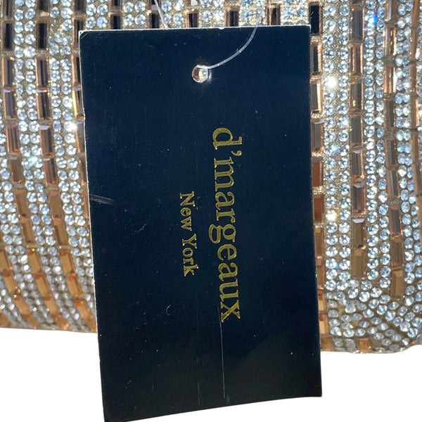 DMargeaux Women’s Champagne Rhinestone With Chain Strap Evening Chic Box Clutch