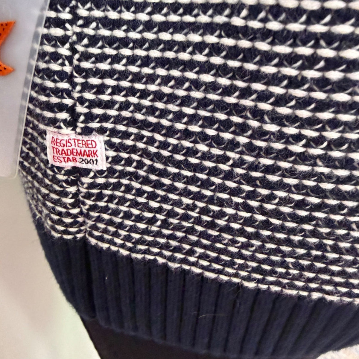 Khujo Womens Navy & White Sweater With Funnel Neck Pullover Stylish Sz M - New
