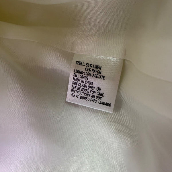 Garnet Hill Womens White/Blue Linen Striped Long Sleeve Shirt Button Front Sz XL