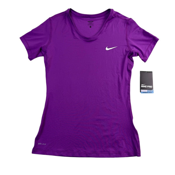 Nike Womens Purple Dri-Fit Pro Tee Shirt Athletic Top  Size L