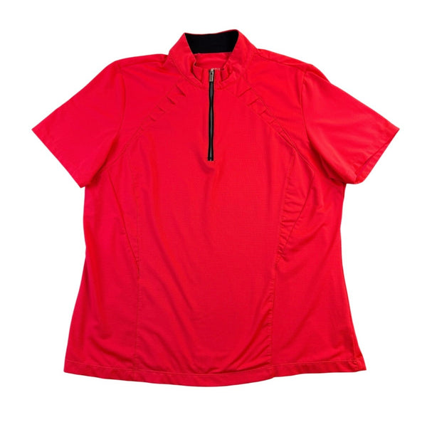 Tail Womens Red Polyester/Spandex Short Sleeve Half-Zip Performance Polo Shirt X