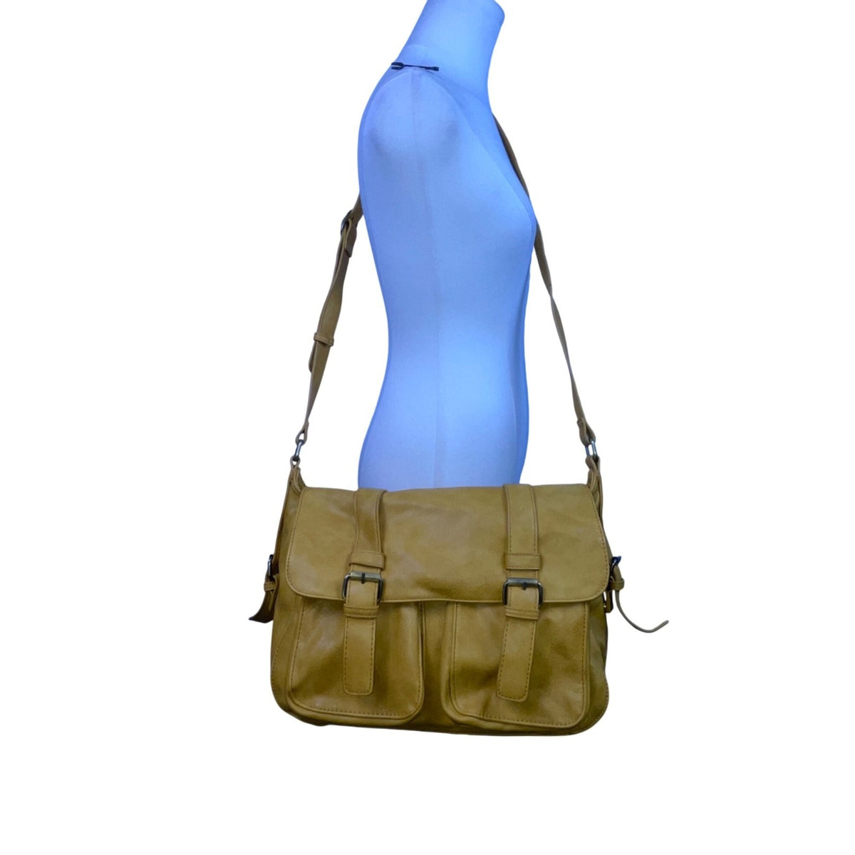 ModCloth Womens Oxide Yellow Faux Leather Adjustable Buckle Strap  Crossbody Bag
