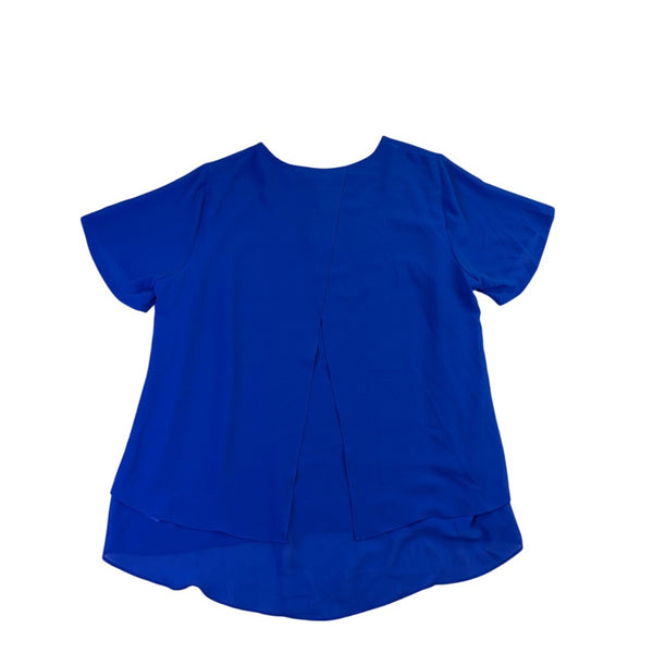 Michael Kors Womens Blue Short Sleeve Layered Hem Top Size 1X