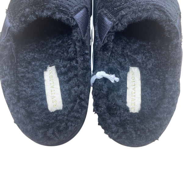Revitalign Women’s Black Faux Fur Cozy Apres Slip-On Slippers Size 10B