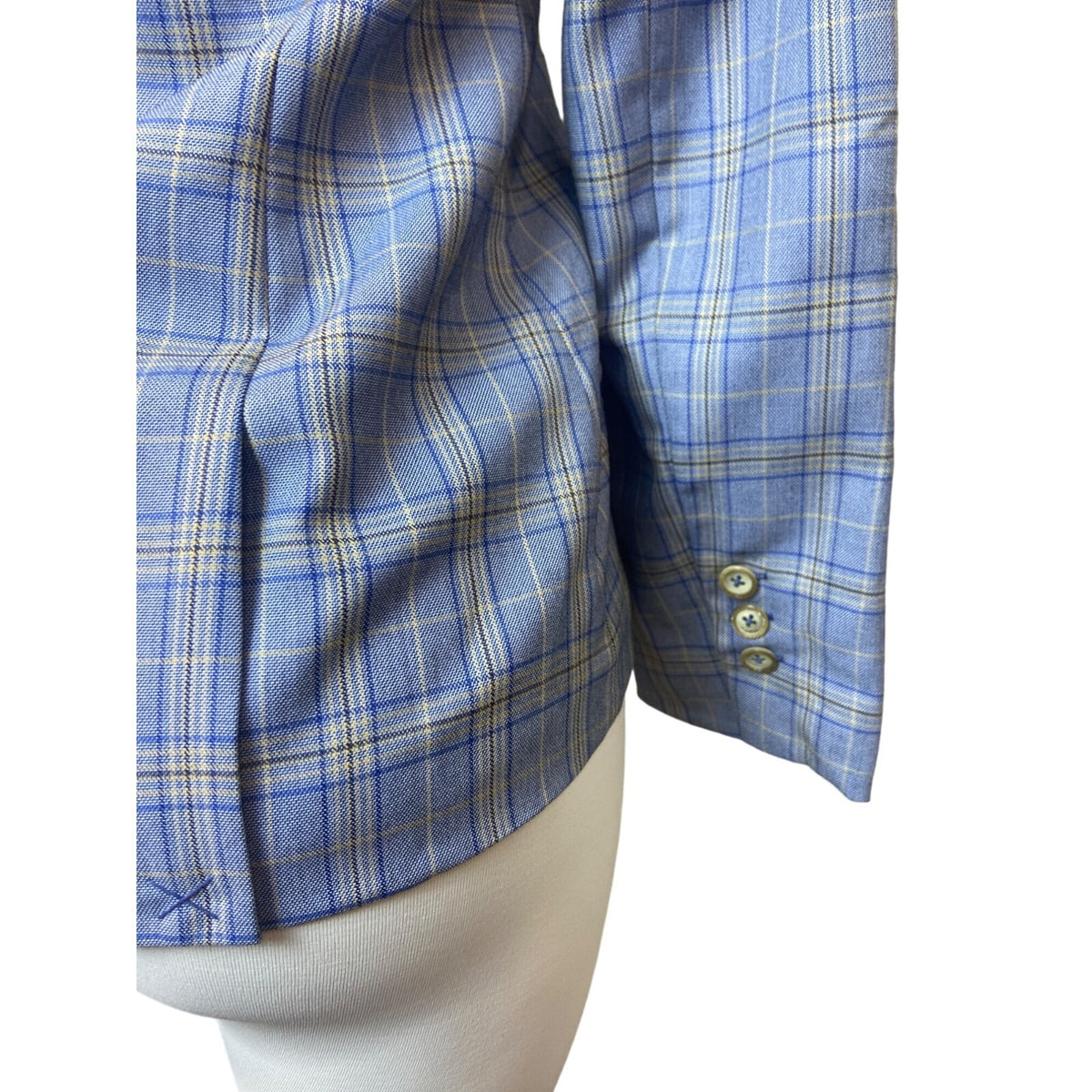 SOHO by Stephanie Horne Women's Blue and Gray Plaid Blazer Sz S