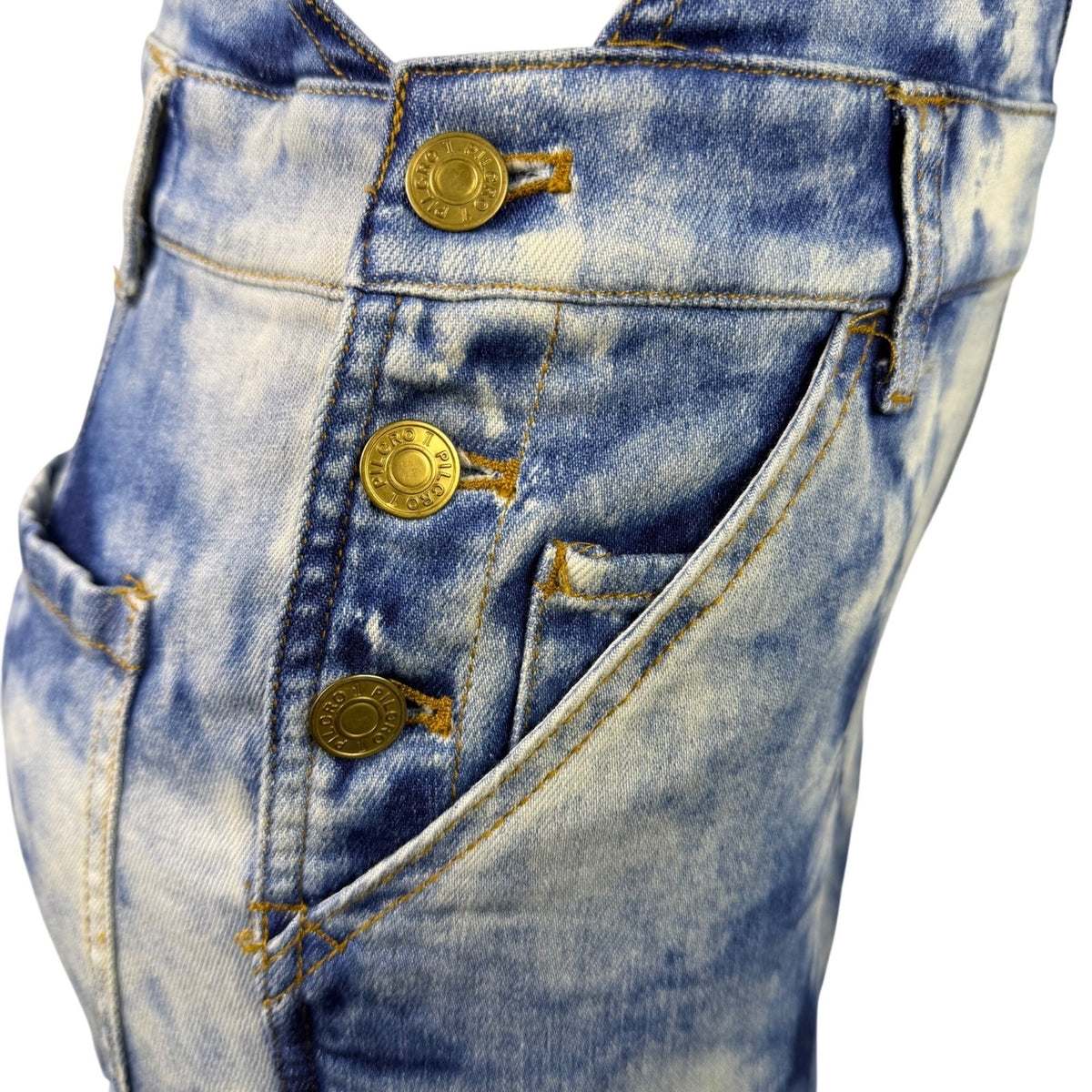 Anthropologie Womens Blue Cotton Blend Tie-Dye Denim Overalls Size 24 Petite