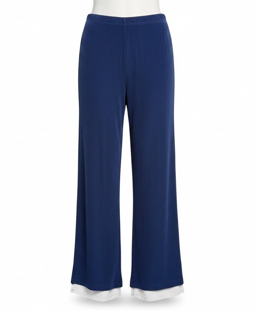 Chicos Travelers Womens Blue Elastic Waist Straight Fit Stretch Pants Size 2