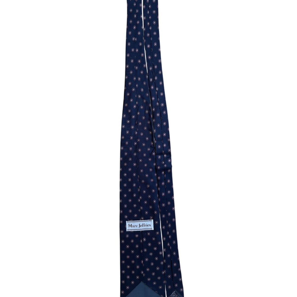Marc Jeffries Mens Navy Silk Geometric Pattern Tie 100% Handmade Classic Italy