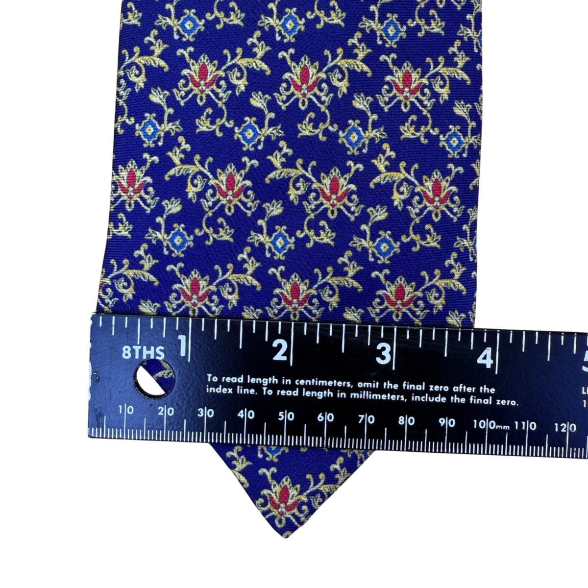 Smithsonian Mens Navy Blue 100% Silk Floral Pattern Necktie Elegant Design