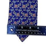 Smithsonian Mens Navy Blue 100% Silk Floral Pattern Necktie Elegant Design