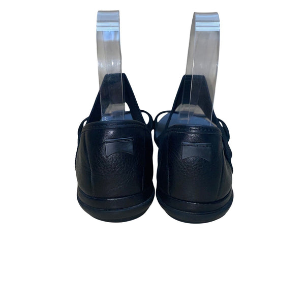 Camper Girls Black Leather Elastic Strap Sandals Size 38