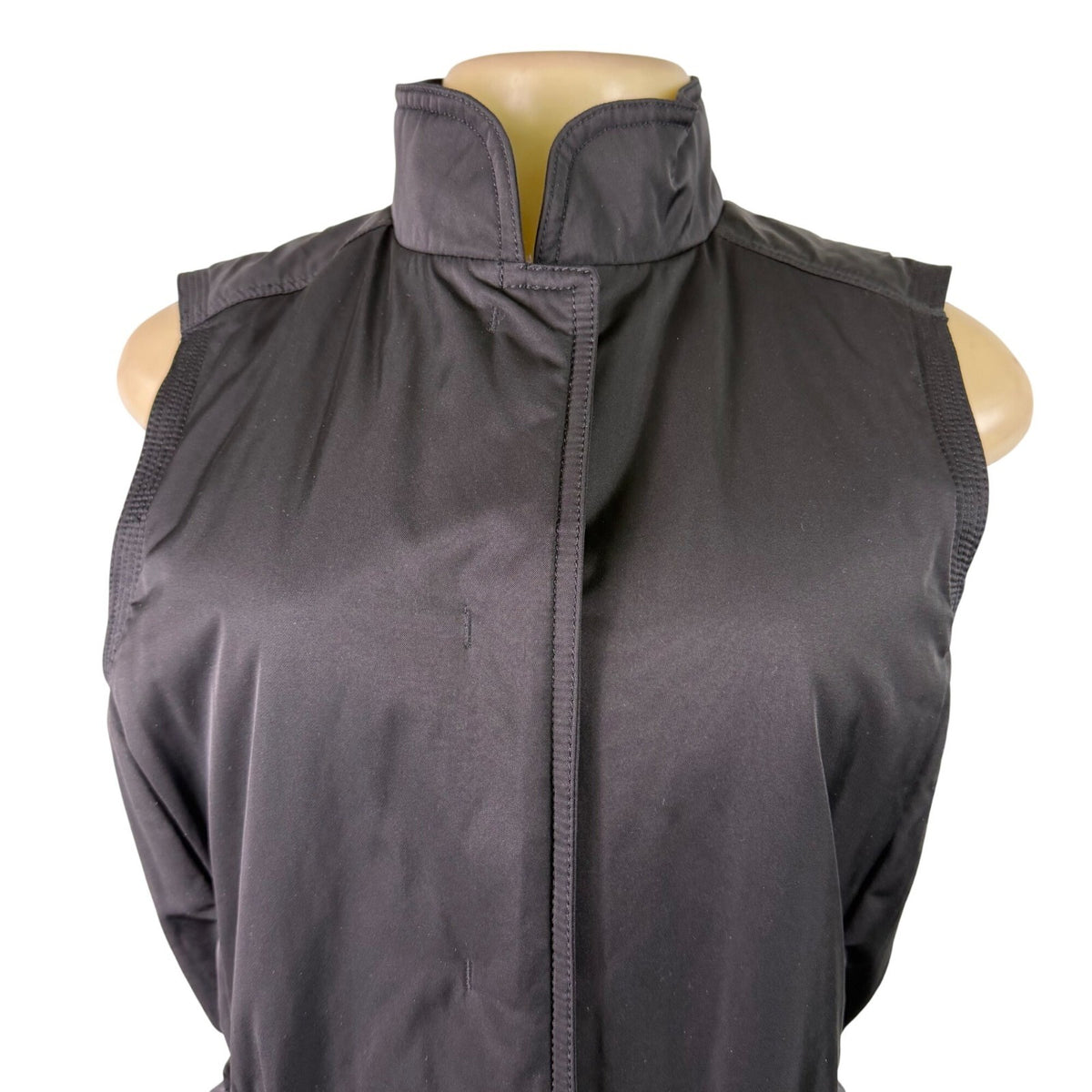 Rainforest Womens Black Sleeveless Vest Zip-Up Adjustable Waist Sz S