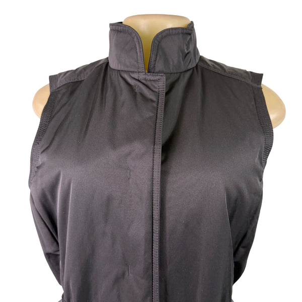 Rainforest Womens Black Sleeveless Vest Zip-Up Adjustable Waist Sz S