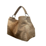 Prua Women’s Brown Leather & Cowhide & Green Lining Shoulder Tote Bag