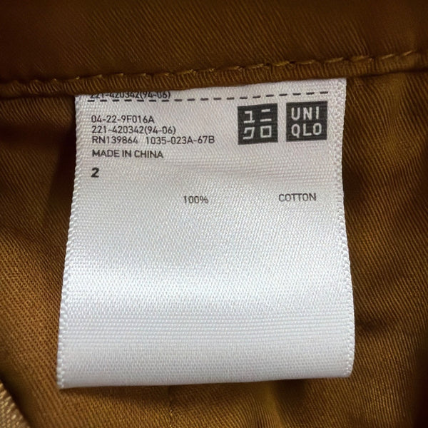 Uniqlo Women Brown Cotton Corduroy High-Waisted Wide Cropped Pants Size 2