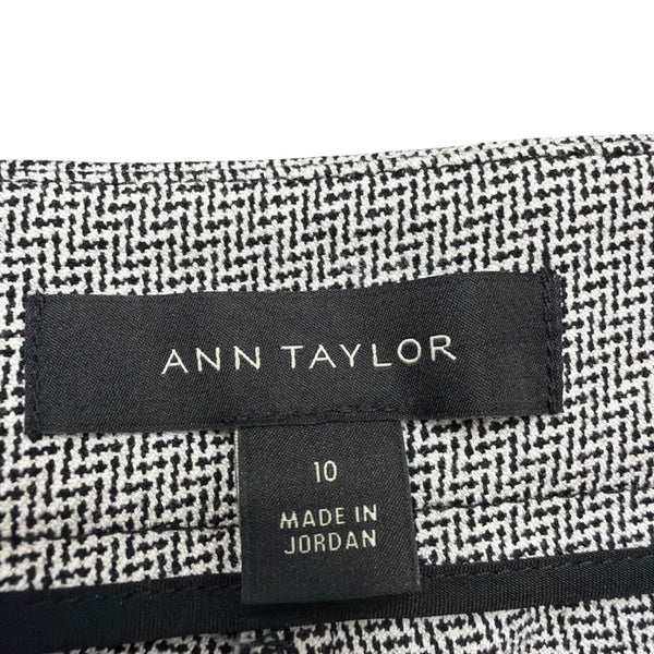 Ann Taylor Womens Gray Herringbone Side-Zip Slim Stretch Pants Size 10