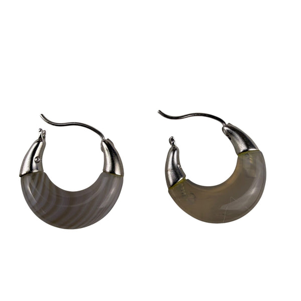 Womens Gray Silver Tone Hoop Earrings Modern Design