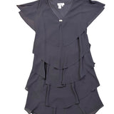 Patra Womens Black Polyester Tiered Cocktail Dress Embellished V-Neck Size 16W