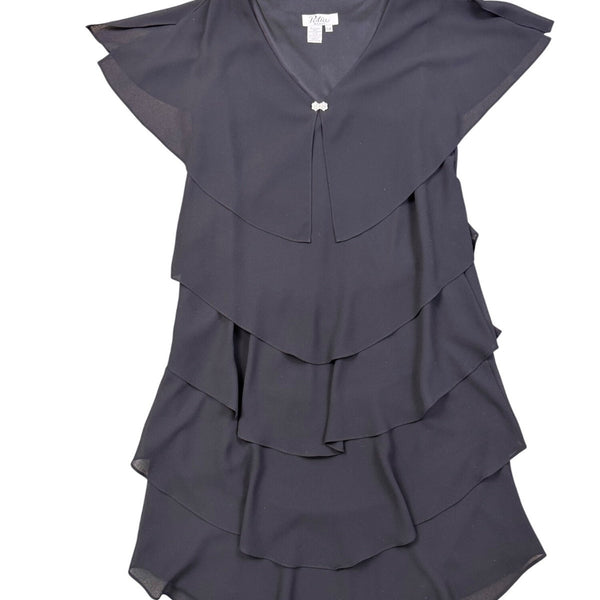 Patra Womens Black Polyester Tiered Cocktail Dress Embellished V-Neck Size 16W