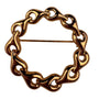 Monet Gold Tone Textured Pin Brooch Circular Chain-Inspired Design
