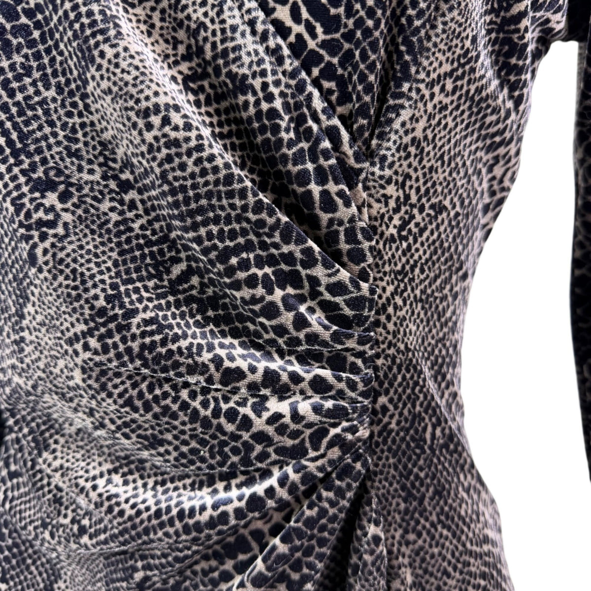 Robbie Bee Womens Black Animal Print Long Sleeve Wrap Dress Size S