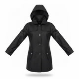London Fog Womens Black Cotton Polyester Hooded Trench Coat Size XS