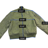 U.S. Army Mens Olive Nylon Bomber Jacket Lightweight Warm Ribbed Cuffs Pockets L