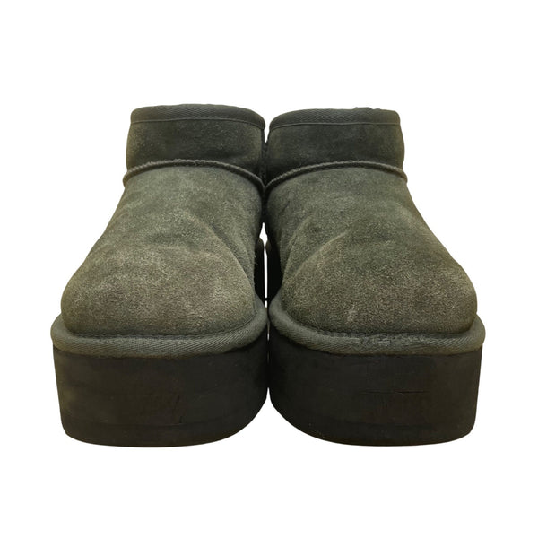 Ugg Women’s Green Suede Faux Shearling Lining Mid Top Platform Booties Size 9