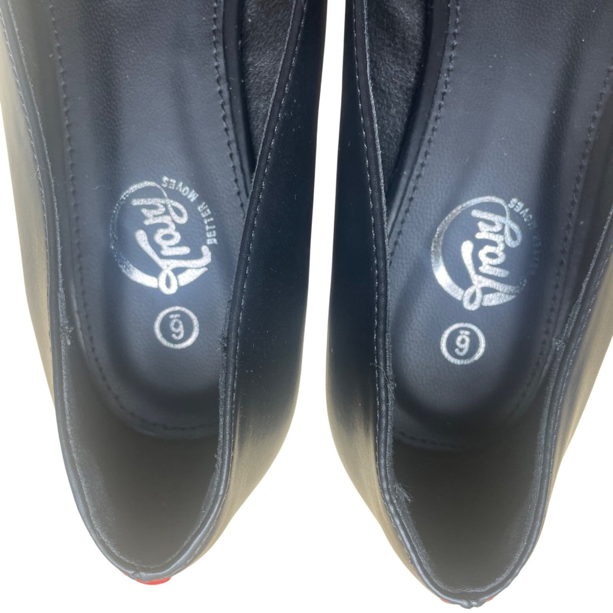 Trary Women’s Black PU Leather Comfort Slip-On  Low-Heel Pumps Size 6