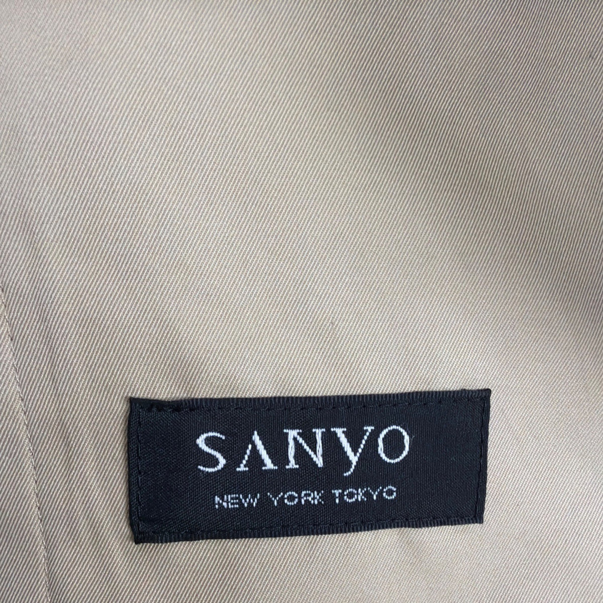 Sanyo Mens Khaki Double Breasted Trench Coat With Belt Wool Collar 42R