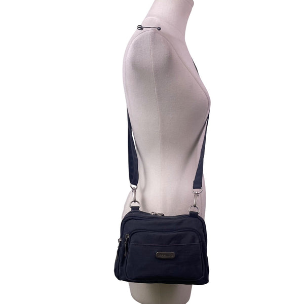 Baggallini Women’s Black Nylon Adjustable Strap Multi-Compartment Crossbody Bag