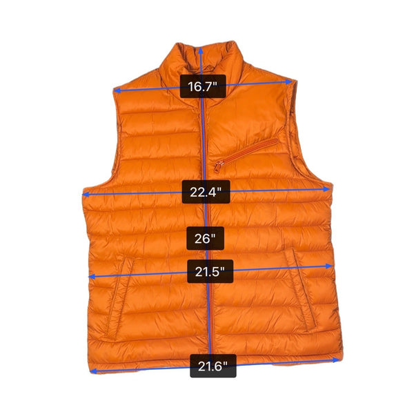 Cole Haan Mens Orange Quilted Puffer Vest With Zip Pockets Lightweight Sz M